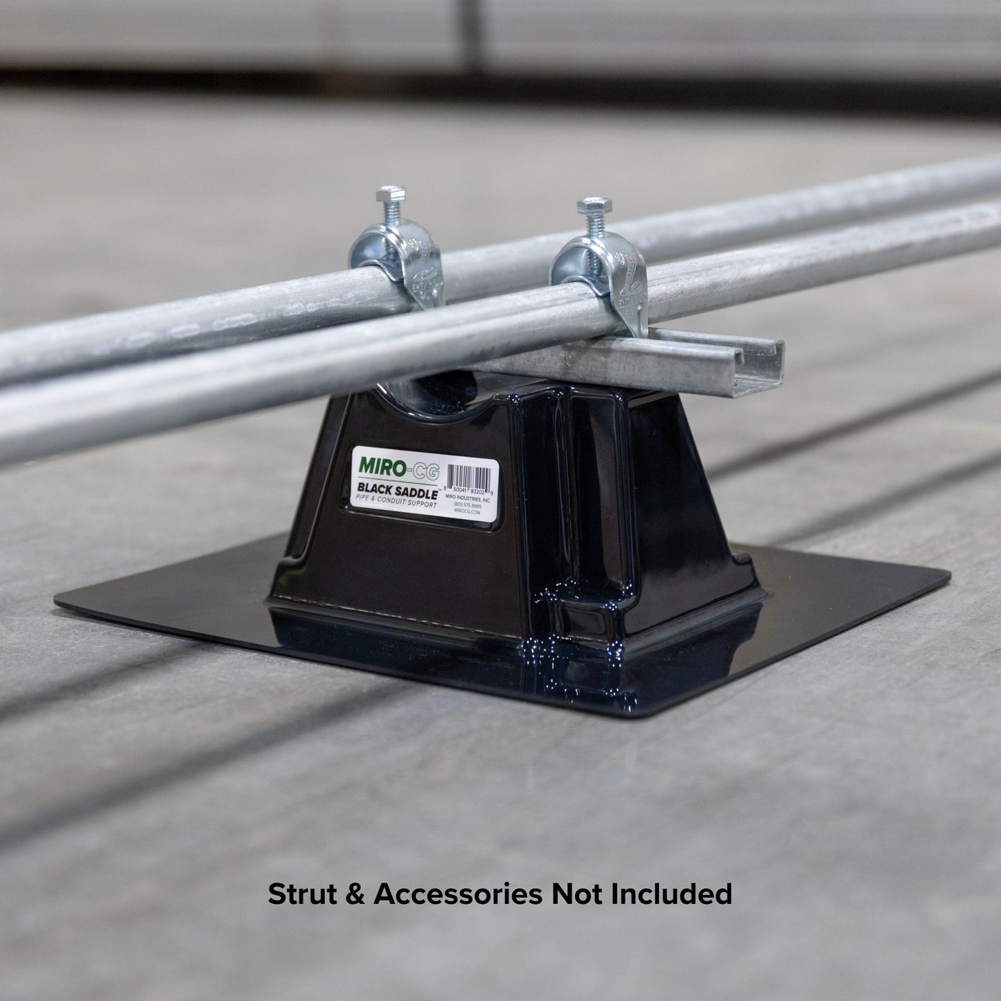 Black Saddle Rooftop Pipe Support