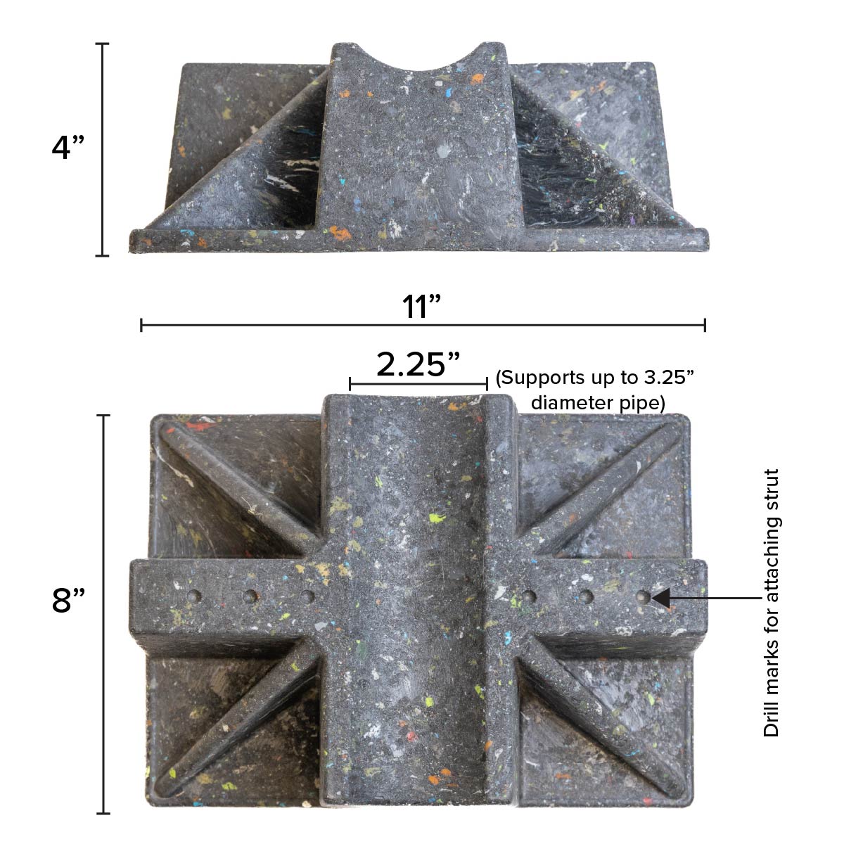 Rooftop Saddle Support with strut and hardware | Conduit and other piping support