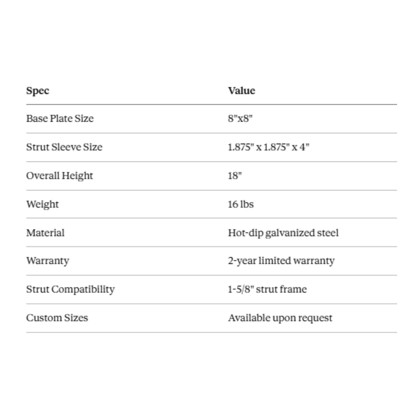 18" Stanchion Base