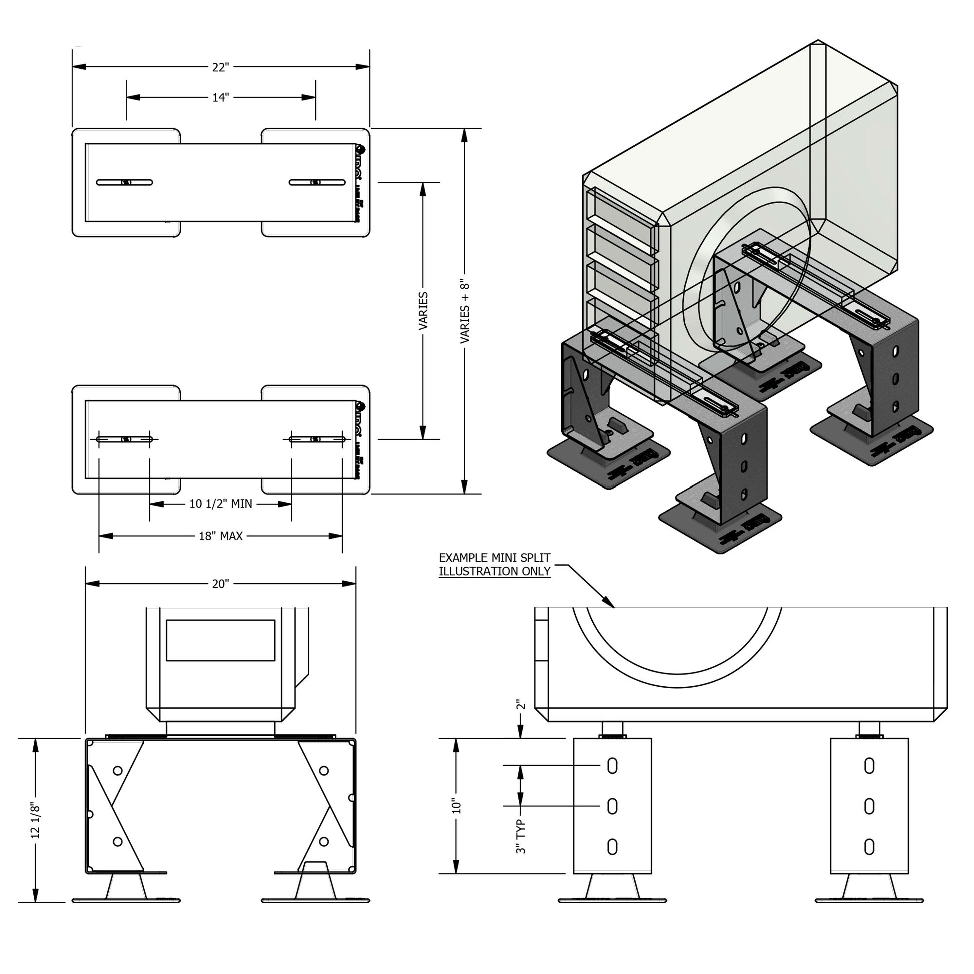 Mini Split Condenser Rack Stack Mini Mount™ Mini Split Condenser Stand for rooftop – MIRO-CG Rooftop ...