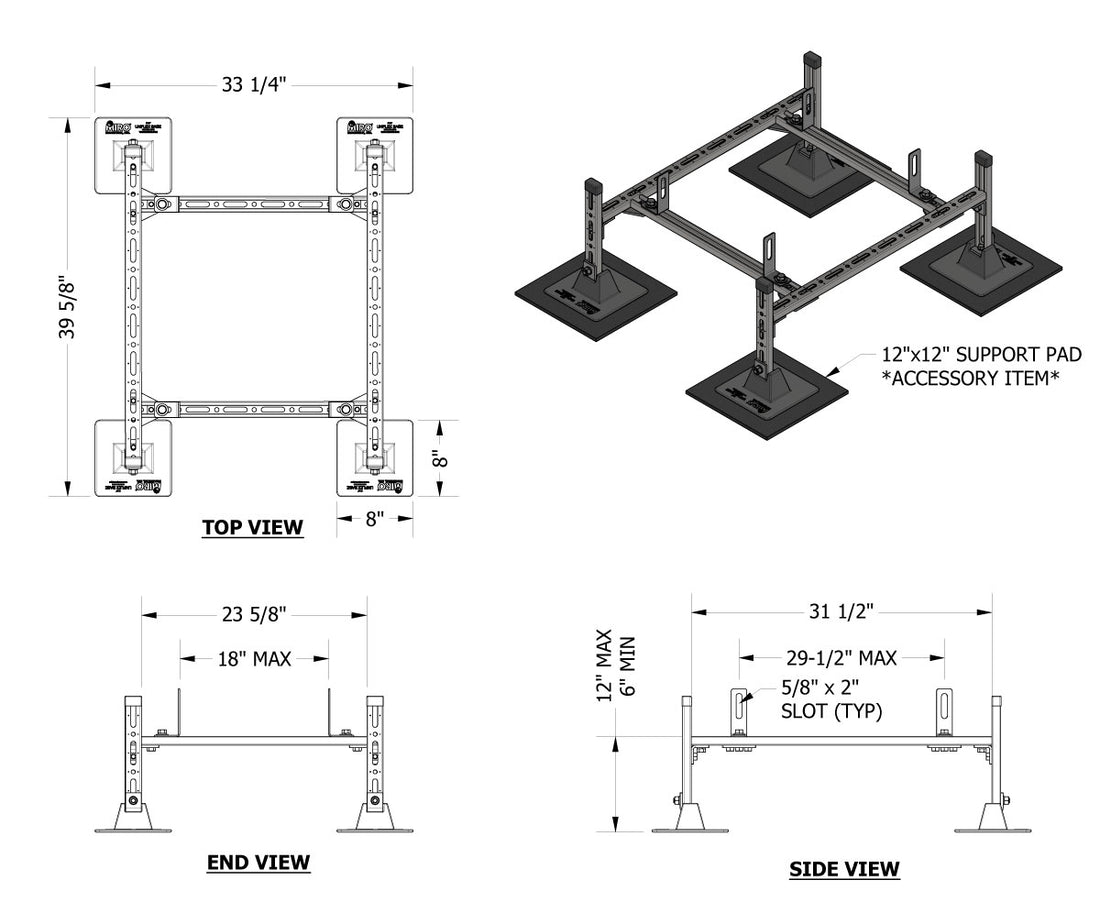 Mini Split Condenser Stand Mount for flat roof or any flat surface